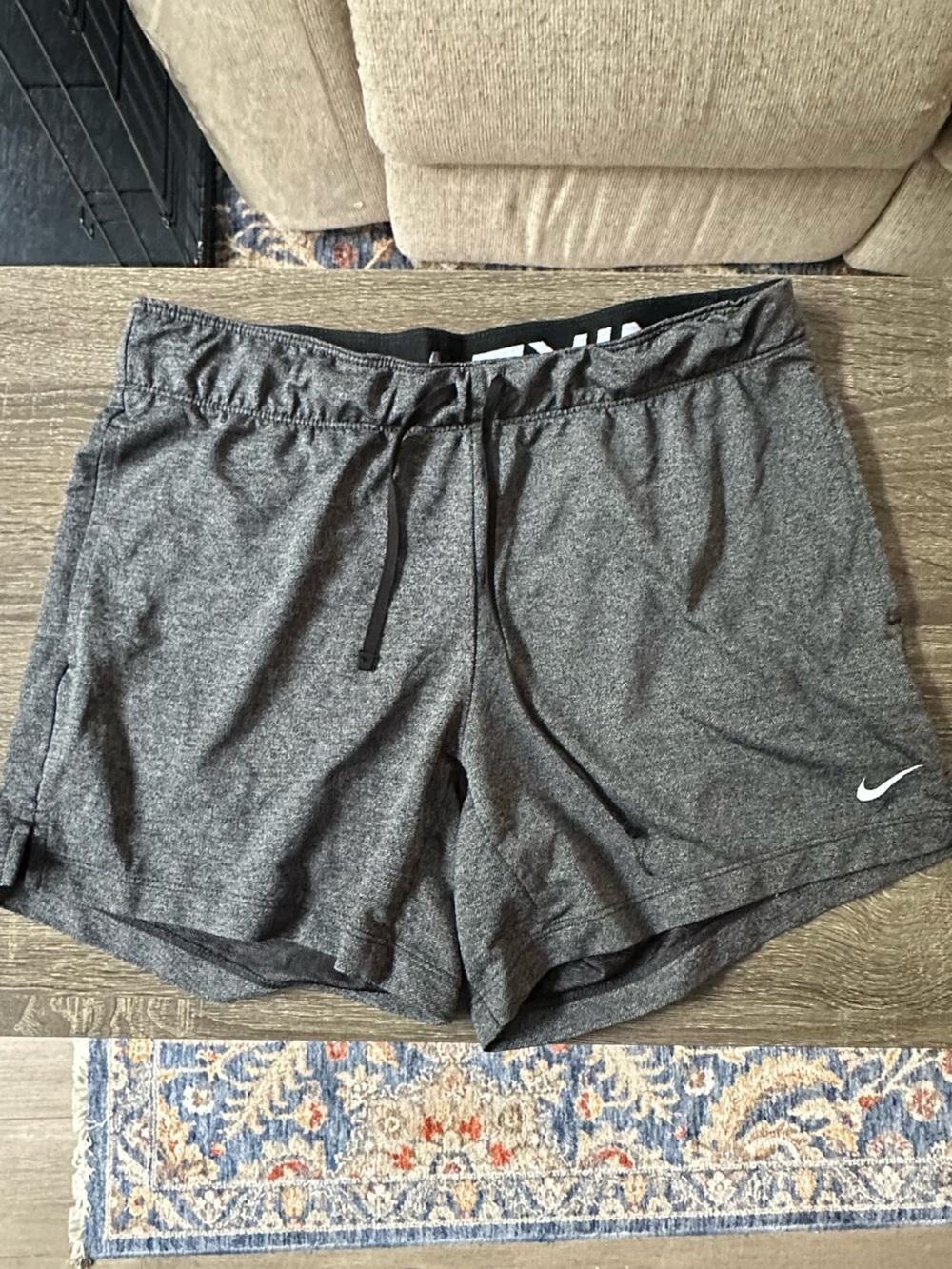Nike Grey Athletic Shorts with White Swoosh